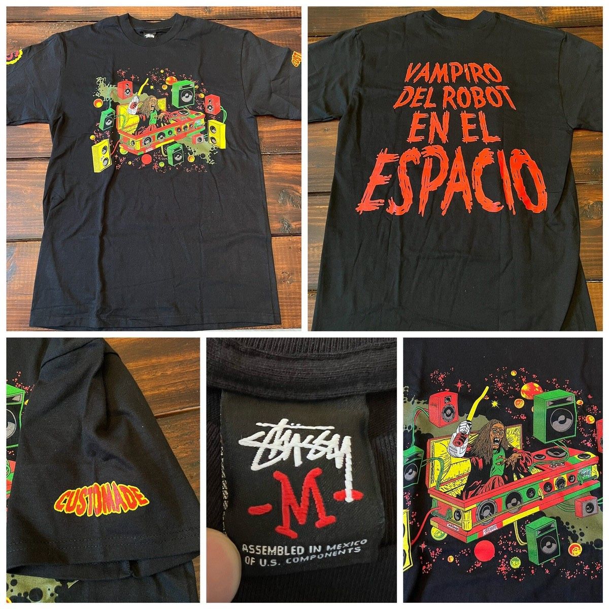 Vintage Stussy Customade Rasta Dracula EDM T-Shirt