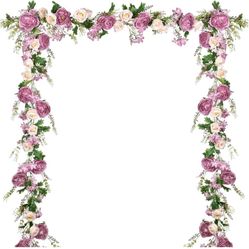 Lvydec 2 Pack Artificial Peony Flower Garland - 6ft Silk Peony Red