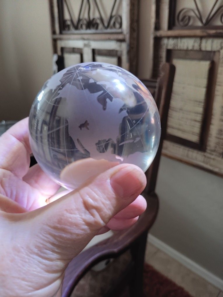 $10 Globe Paperweight Frosted With Parallel Lines