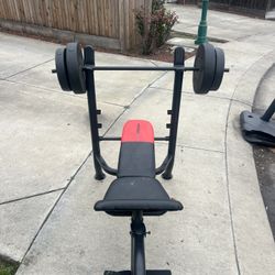 Bench Set w/ Weights & Bar 