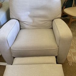 Recliner swivel rocking chair grey/beige