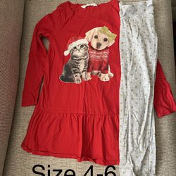 HM Set Christmas Size 4-6 Girls Red Long Sleeve Tunic With Leggings Kids