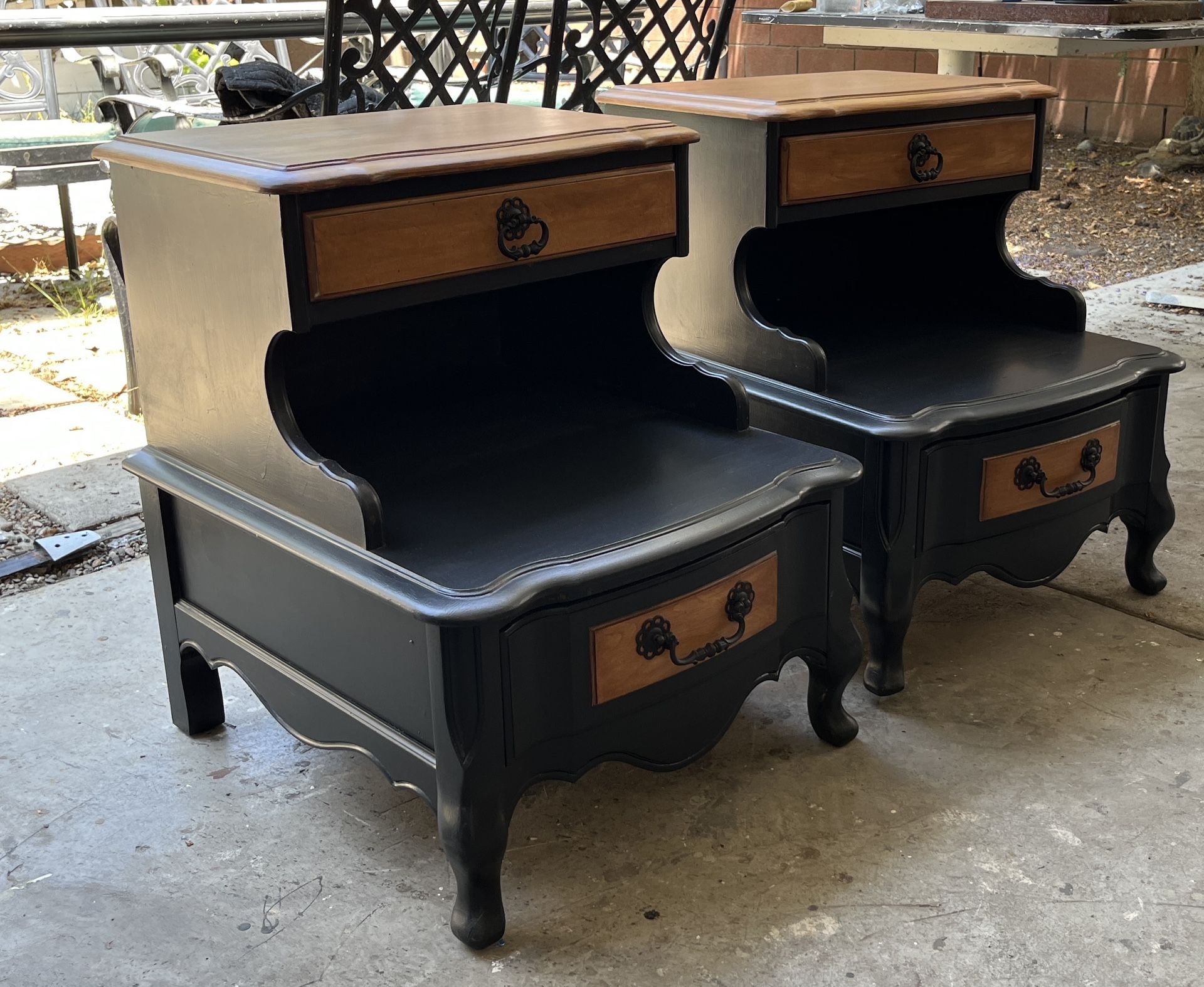 Pair of Vintage Solid Wood 2 Drawer Night Stands Or End Tables