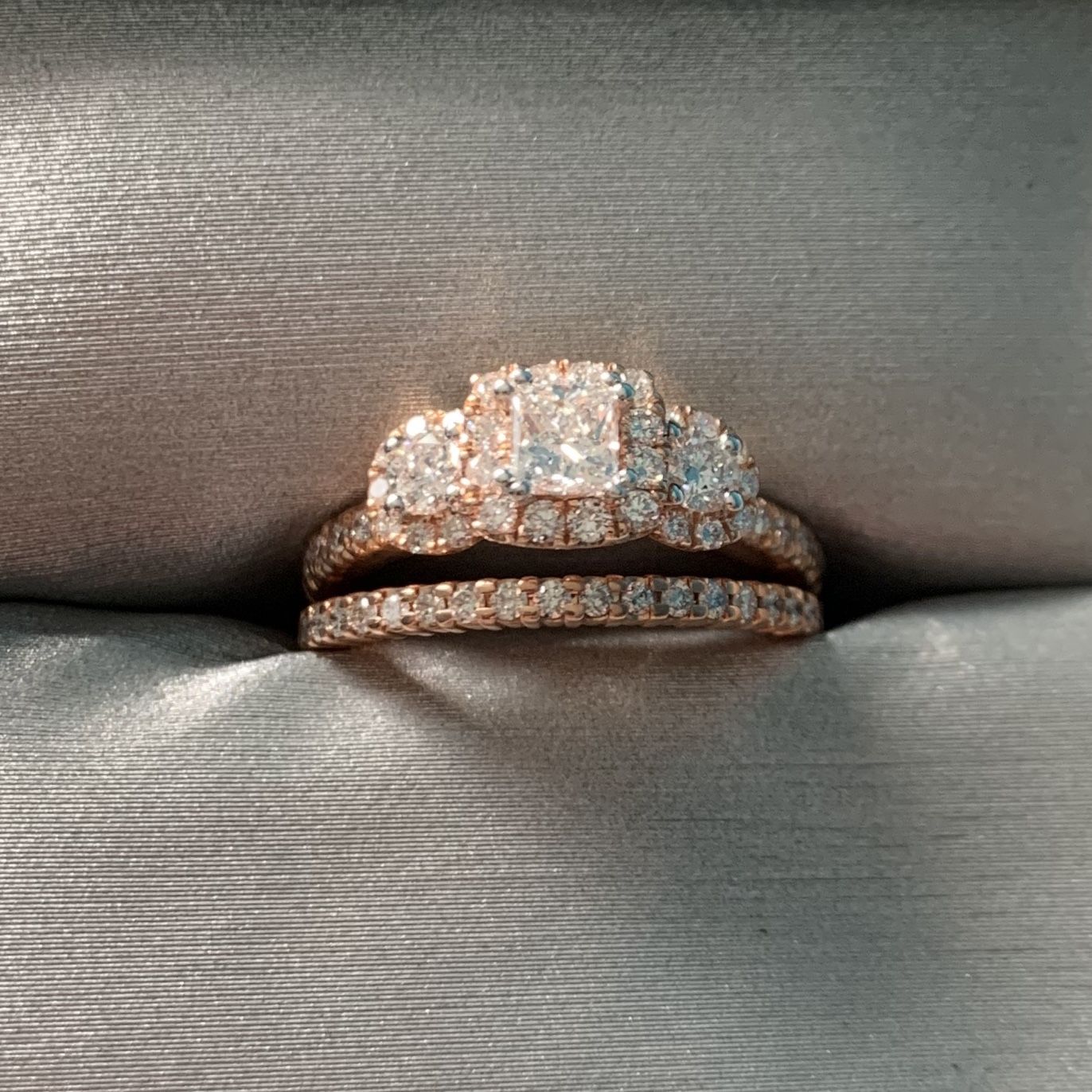 Rose Gold Diamond Wedding Ring And Band