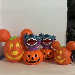 Disney Stitch Light-Up & Mickey MouseJack-o'-Lantern Halloween decorations