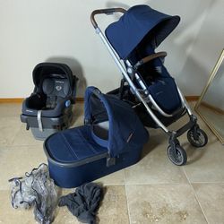Uppababy Cruz V2 Stroller with Bassinet and Car Seat Blue 