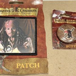 Disney Pirates Of The Carribean Jack Sparrow Portrait Patch & Button