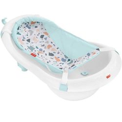 Fisher-Price Baby to Toddler Bath 4-In-1 Sling ‘N Seat Tub with Removable Infant Support and 2 Toys, Pacific Pebble