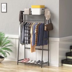 WTZ Clothing Rack with Shelves Freestanding Closet Organizer MC601 Black