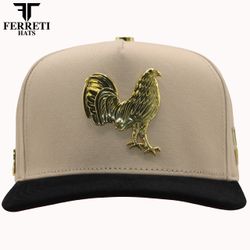 Ferreti Hats Snapback Cap with Gold Rooster Emblem