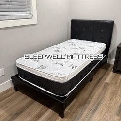 Twin Size Bed Frame With Pillow Top Mattress Included 