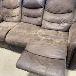 Awesome Leather Couch Reclining Seat Love 