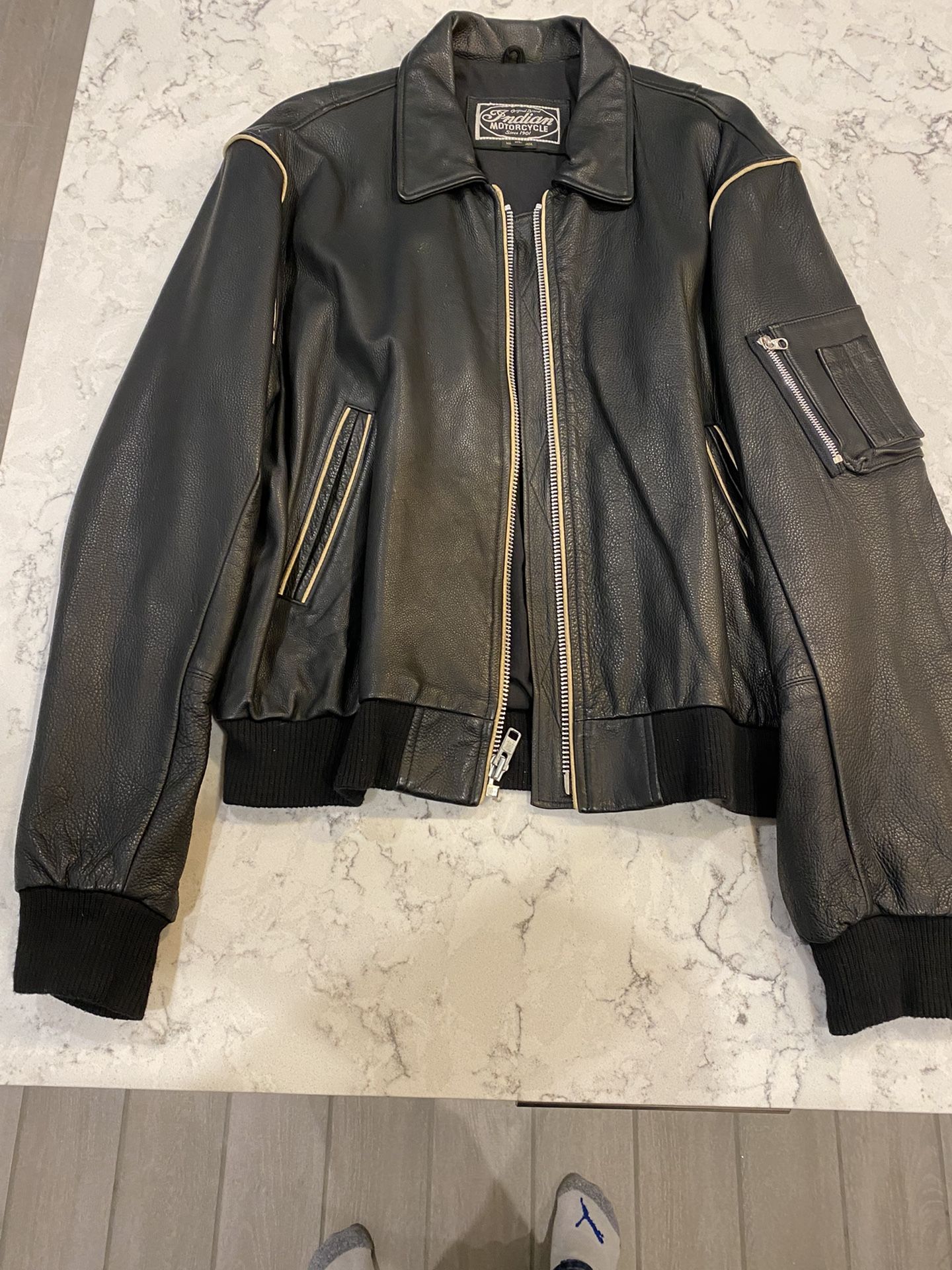 Vintage Leather Indian Motorcycle Jacket 