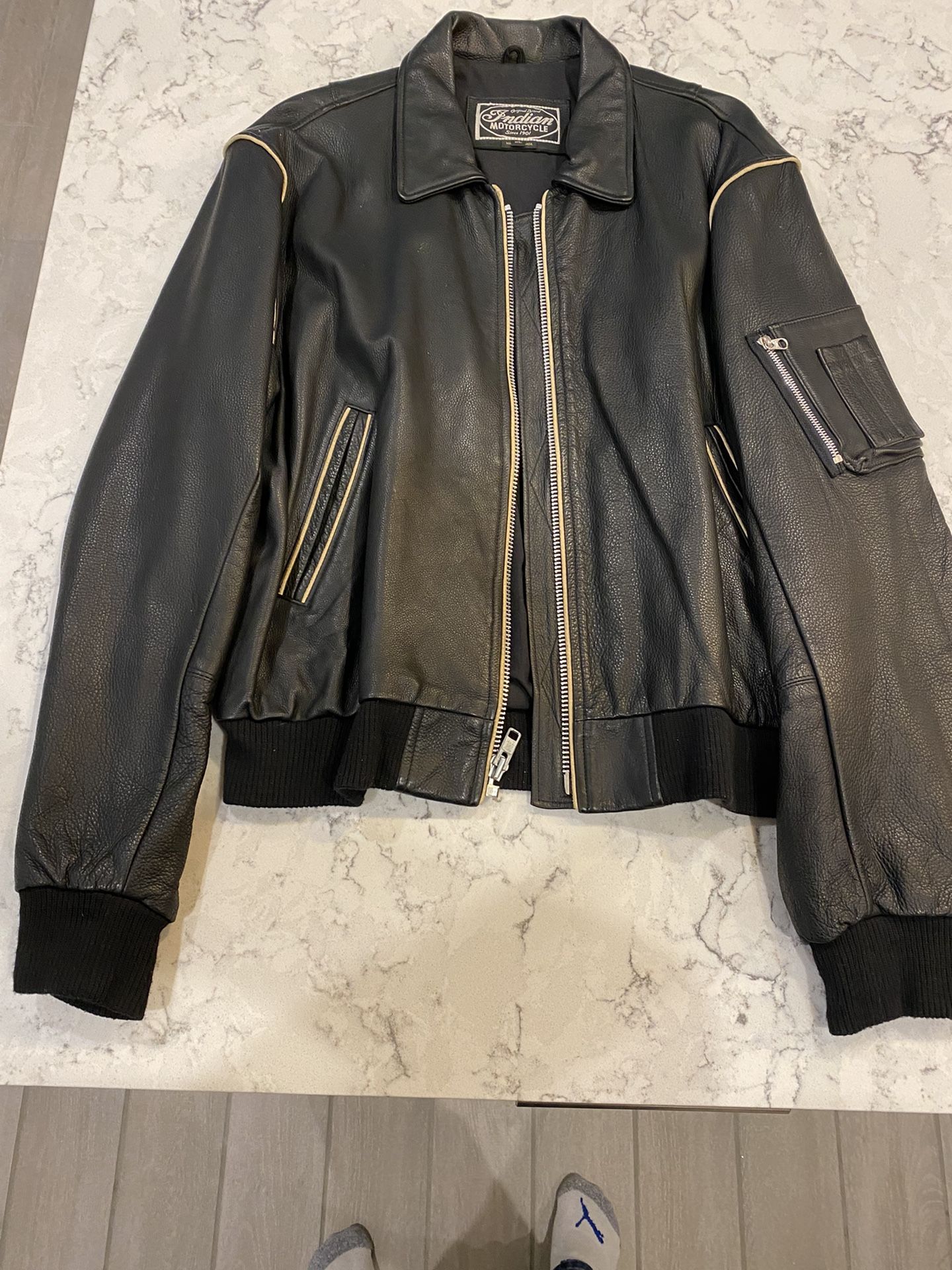Vintage Leather Indian Motorcycle Jacket