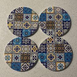 Coasters x 4 porcelain cork beautiful Spanish theme