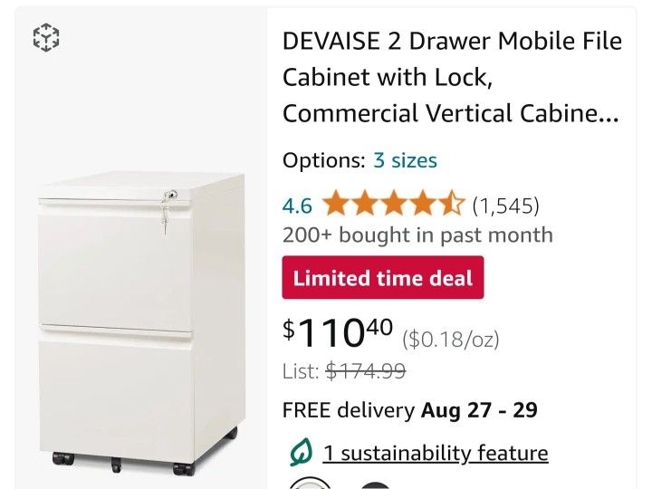2 Drawer WHT FILING CABINET 