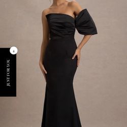 Black Gown - Mermaid One Sleeve Maxi Dress Elegant