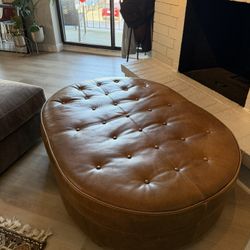 Henredon MCM Genuine Leather Ottoman