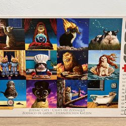 EuroGraphics Zodiac Cats Puzzle - 1000 Pieces - Complete & Like New!