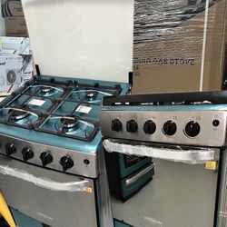 Estufas De Gas Propano Con Horno De 24” Pulgadas De Ancho  Con Tapa Y Parrillas Gruesas ( Acero Inoxidable)