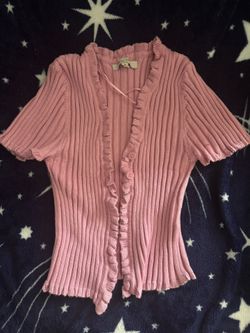 Pink Button Crop Top