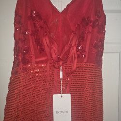 Woman's Red Sequin Dress, Brand New Size Small, With Tags 