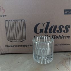 Taper Candle and Tealight Candleholders, Glass, Set of 24