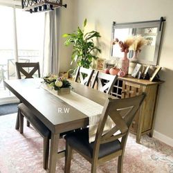 Casual Style Gray Dining Table ,4 Chairs And Bench/ 6 Piece Dining~Kitchen Set💥New Brand🌟 Delivery Available 👍 Financing Options ☑️