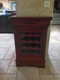 Wood Wine Cabinet with Glass Door