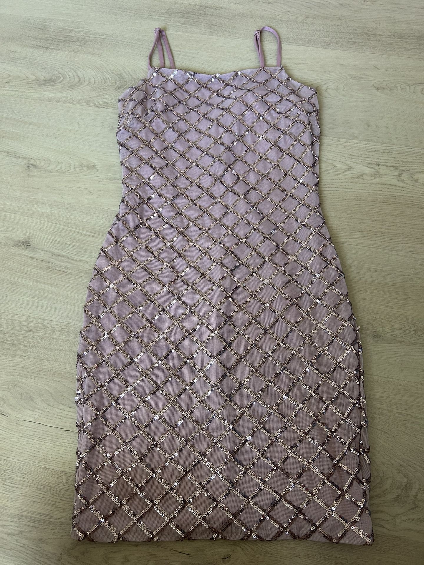 Purple Sequin Bodycon Dress With Adjustable Straps