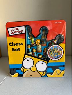 The Simpsons 3D Chess Set in Vintage Collectible Tin Box Sealed NIB