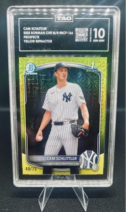 ⚾️🔥2025 Bowman Chrome Cam Schlittler Yellow Refractor #40/75