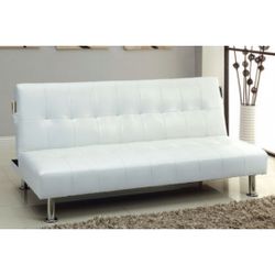 White Leatherette Futon Sofa 