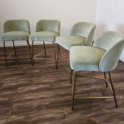 Set of 4 Counter Stools Velvet New - Delivery Available