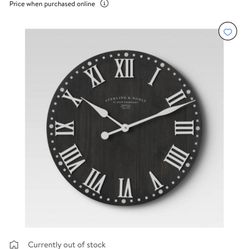 23" Wood Wall Clock Black - Threshold™