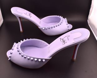 Christian Louboutin Me Dolly Spikes 85 Leather Light Purple Heels 37.5 US sz 7.5