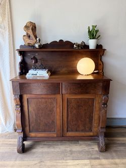 Antique Victorian Buffet Cabinet - Solid Mahogany
