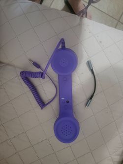 Purple Retro Cell Phone Handset with USB-C Adapter