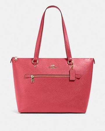 New Coach Leather Gallery Tote In Fuchsia