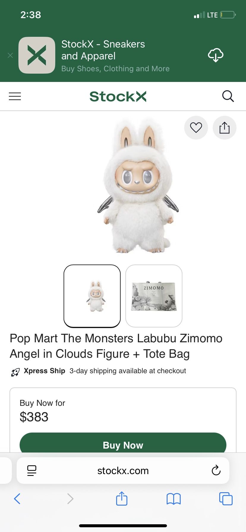 Labubu Zimomo Angel in Clouds Figure