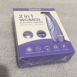 New Upgrade Painless 2-in-1 Bikini Trimmer for Women,Electric Shaver & Razor with Dual Heads for Body Pubic Underarm & Facial Hair,IPX7 Waterproof Wet