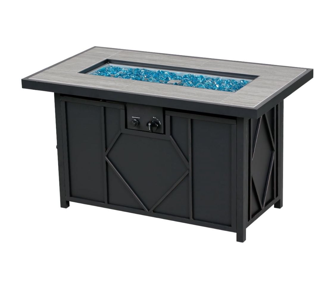 BALI OUTDOORS 42 in. 60,000BTU Fire Pit Propane Gas Fire Pit Table Rectangular Tabletop Lawn & Garden
