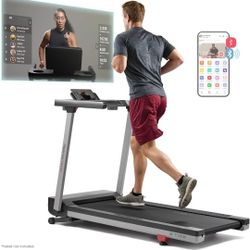 Sunny Health & Fitness Premium Foldable TreadmillWalking with Auto Incline, Shock Absorption 20in
