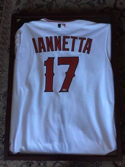 Autographed and Framed Chris Iannetta Angels Jersey
