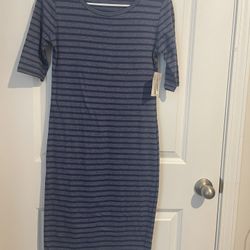 NWT Size XS LuLaRoe Blue Stripes Tee Shirt Dress
