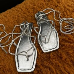 Silver Strapped Sandals 