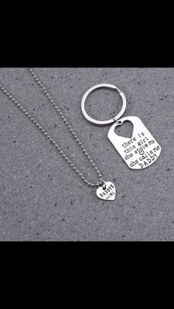 Two piece necklace and key chain Father's Day set. Get urs today