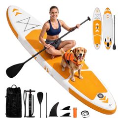 Inflatable Paddle Board Stand Up Paddle Board SUP Board Ultra-Light (17LBS) For Summer Surfing, Orange