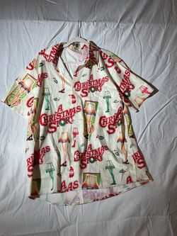 A Christmas Story Button-Up Short Sleeve Shirt Large