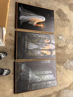 🎃 Set of 3 Ghost Aesthetic Canvas Prints – 24x36 inches Each 🎃